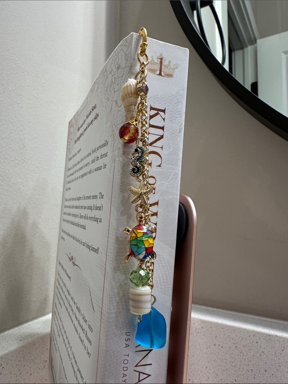 Multicolor Sea Turtle Charm Bookmark- Gold Tone - Picture 3 of 5